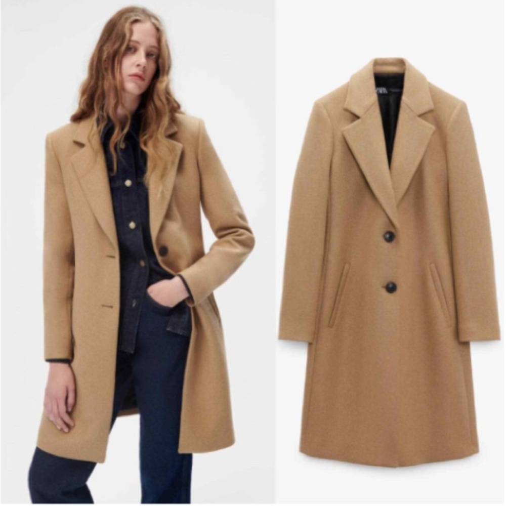 Zara Menswear Style Coat Camel